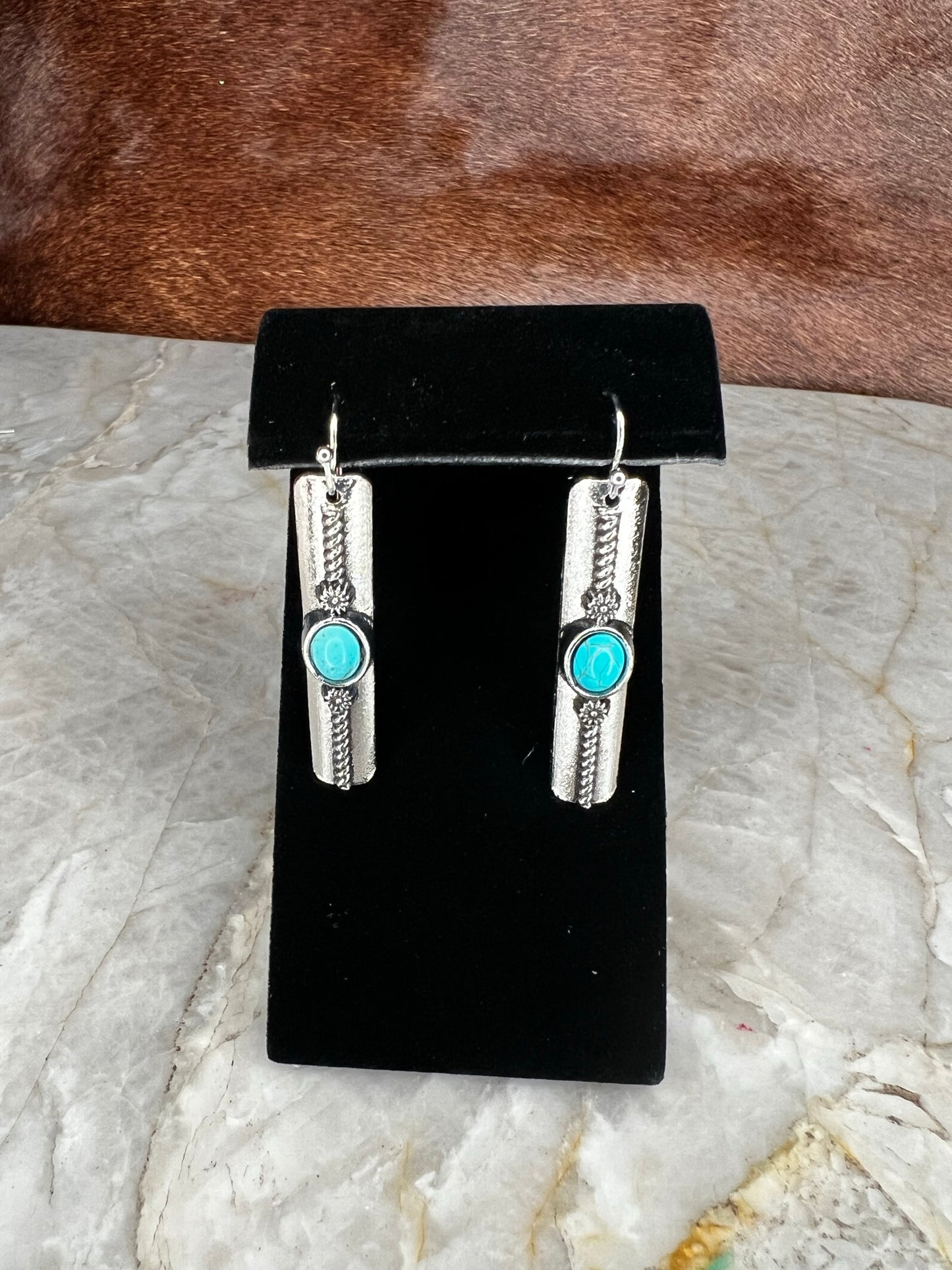 Faux Turquoise Dangle Earrings