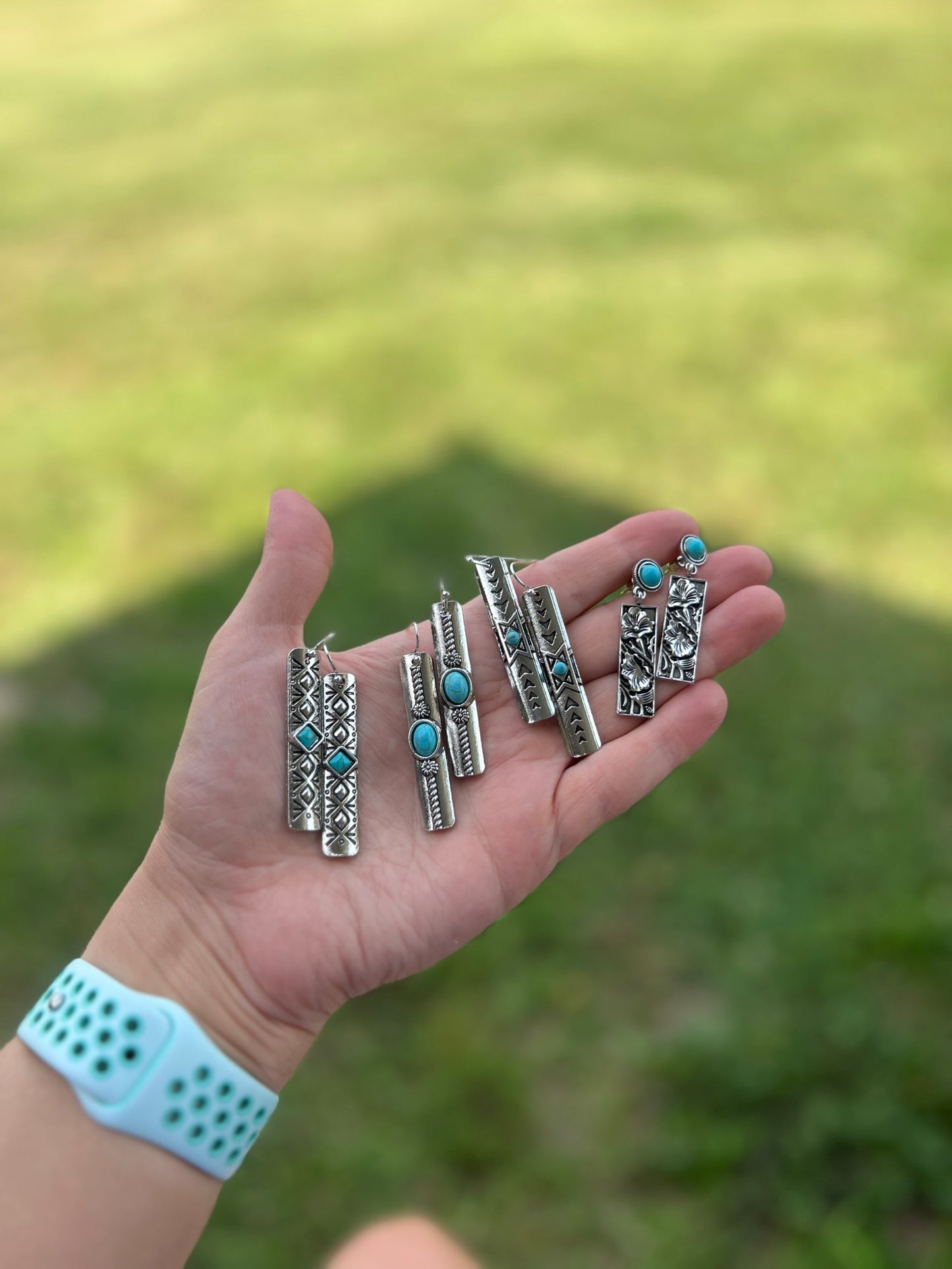 Faux Turquoise Dangle Earrings