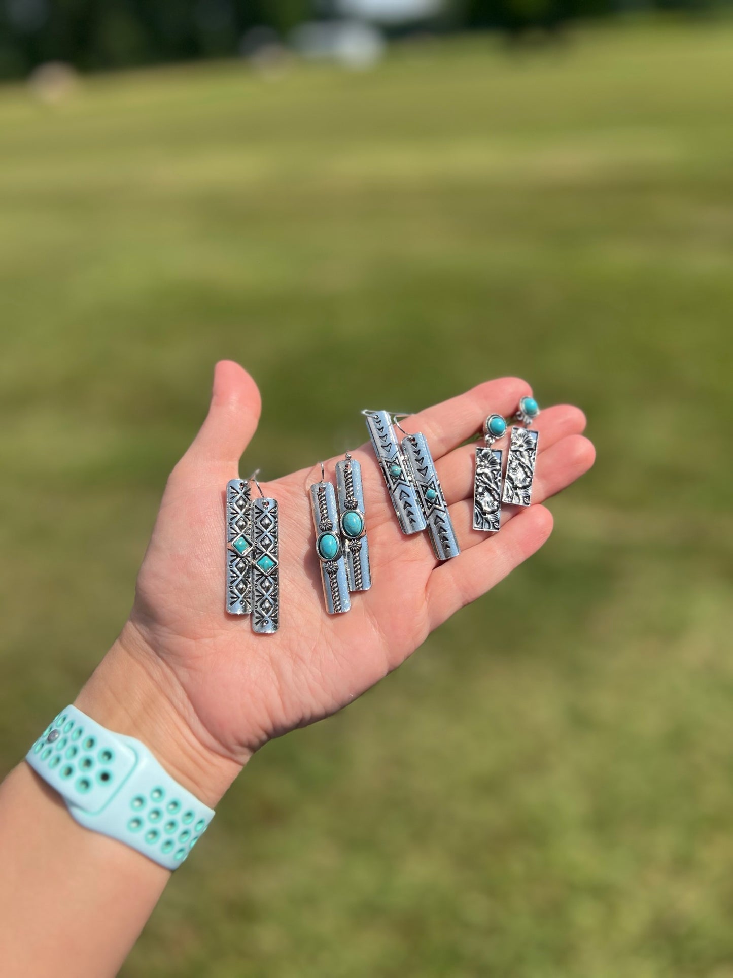 Faux Turquoise Dangle Earrings