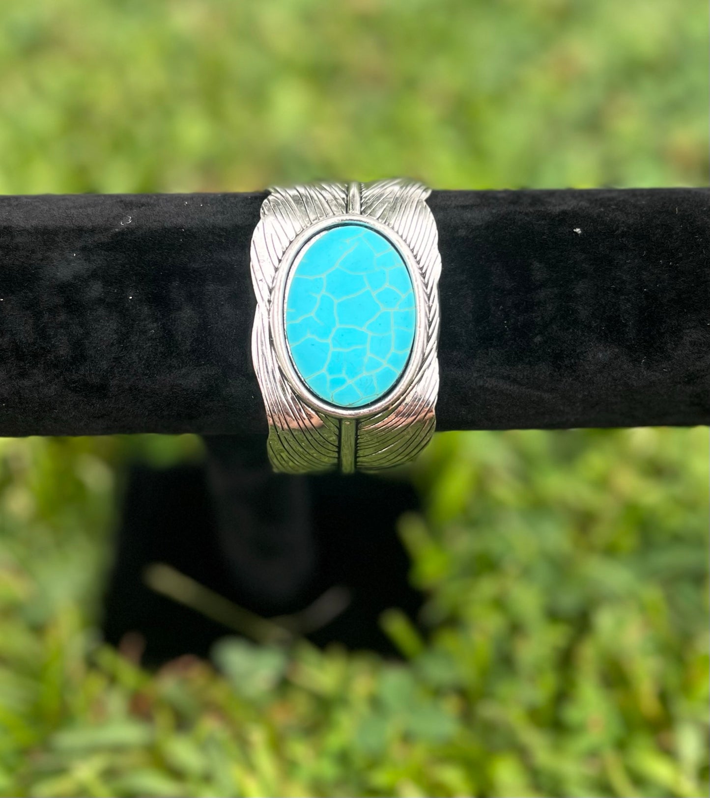 Faux Turquoise Feather Cuff