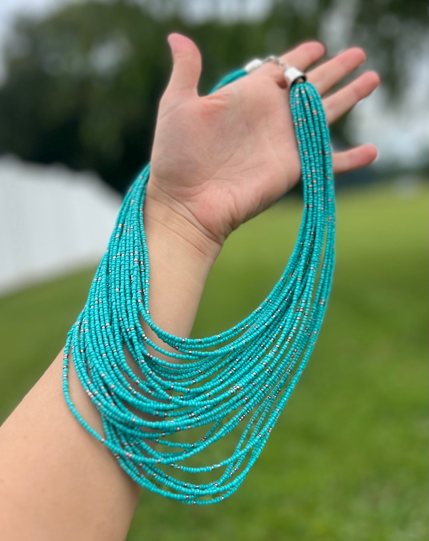 Multi-strand Faux Turquoise Necklace