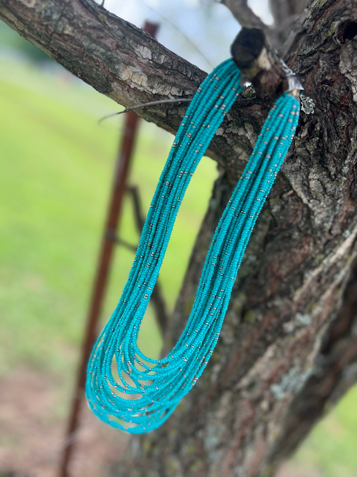 Multi-strand Faux Turquoise Necklace