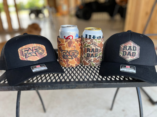Camo Leather Hat and Koozie