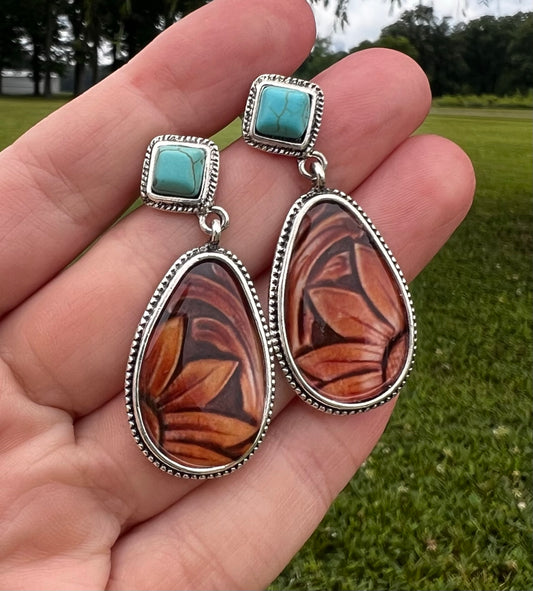Faux Leather Dangle Earrings