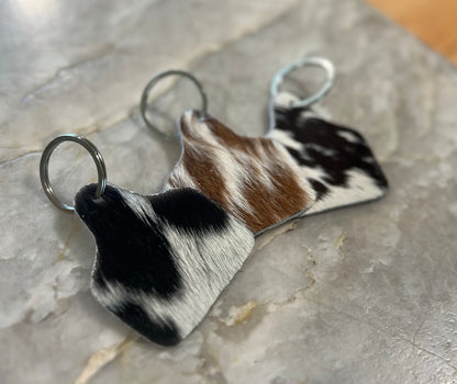 Ear Tag Cowhide Keychain
