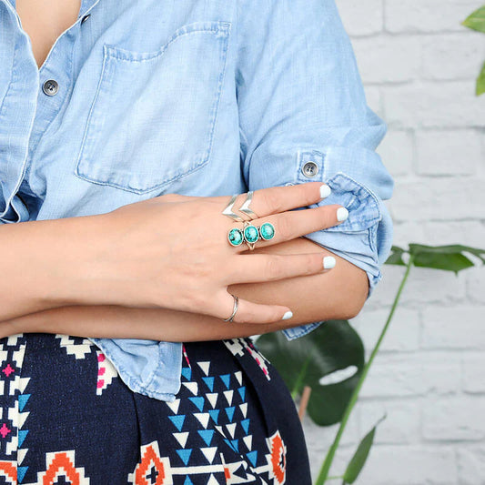 Three Stone Turquoise Ring