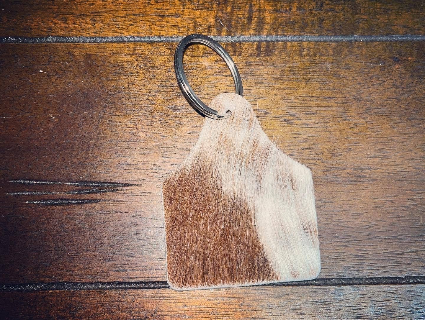 Ear Tag Cowhide Keychain